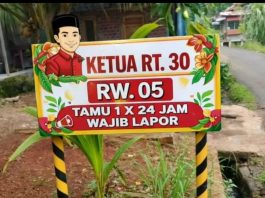 Pemkot Minta Seluruh RT Pasang Plang Nama